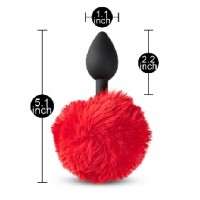 Butt Plug Black Silicone with Red Bunny Tail